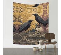 VVXBHGR Arazzo decorativo 152,4 x 129,5 cm Il corvo sul cranio stampa morbido, resistente, delicato sulla pelle, leggero, da appendere alla parete per interni ed esterni