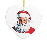 VVXBHGR Babbo Natale che soddisfa il suo desiderio Stampe Natale in ceramica ciondolo amore con corda metallica oro per appendere facilmente decorazione
