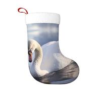 VVXBHGR Calze decorative natalizie Cigno bianco che gioca in acqua Stampe morbide e confortevoli non sbiadiscono adatte per feste di Halloween camini