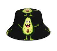 VVXBHGR Cappello da pescatore riflettente double-face con stampa di avocado elfo pieghevole per spiaggia, campeggio, nero