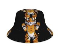 VVXBHGR Cappello da pescatore riflettente double-face con stampe di cuccioli di tigre, pieghevole, per spiaggia, campeggio, nero