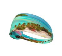 VVXBHGR Caribbean Scenery Prints, fascia elastica per esercizi, per uomini e donne, morbida, ad asciugatura rapida