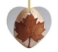 VVXBHGR Ciondolo natalizio in ceramica a forma di foglia d'acero, con ciondolo a forma di uovo di Pasqua, con corda metallica dorata per appenderlo facilmente