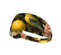 VVXBHGR Fascia elastica per esercizi con fiori di limone e immagini di uccelli, per uomini e donne, morbida, ad asciugatura rapida