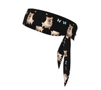 VVXBHGR Fat Dog and Little Butterfly Stampe Sport Head Tie Fascia per uomini e donne, morbido e traspirante, traspirante traspirante traspirante atletico