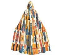 VVXBHGR Halloween adulto con cappuccio mantello impero stato edificio stampe comode e morbide con tesa larga adatto per feste di ballo e raduni