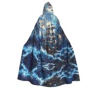 VVXBHGR Halloween adulto mantello con cappuccio nave pirata tra le onde stampe comode e morbide con tesa larga adatto per feste di ballo e raduni