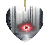 VVXBHGR L'occhio del terrore nella foresta stampa il ciondolo natalizio in ceramica con corda metallica dorata per appendere facilmente la decorazione