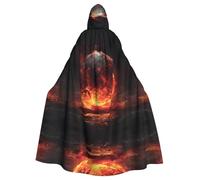VVXBHGR Mantello con cappuccio per adulti di Halloween Grande palla di fuoco Stampe comode e morbide con tesa larga adatta per feste di ballo e raduni