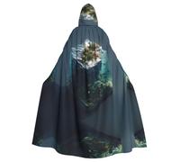 VVXBHGR Mantello con cappuccio per adulti di Halloween L'oceano nel cubo Stampa confortevole e morbida con tesa larga adatta per feste di ballo e raduni