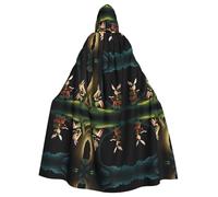 VVXBHGR Mantello con cappuccio per adulti di Halloween The Elf of Learning Magic Books Stampe confortevole e morbido con tesa larga adatto per feste di ballo e raduni