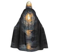 VVXBHGR Mantello con cappuccio per adulti di Halloween Twinkling Moon Prints comodo e morbido con tesa larga adatto per feste di ballo e raduni