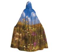 VVXBHGR Mantello con cappuccio per Halloween con fiori selvatici sulla prateria Stampe comode e morbide con tesa larga adatta per feste di ballo e raduni