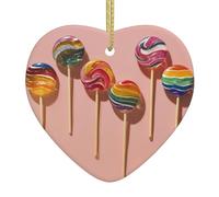 VVXBHGR Pendente colorato in ceramica con stampa lecca-lecca con corda metallica dorata per appendere facilmente la decorazione