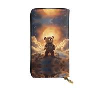 VVXBHGR Pochette lunga in pelle con stampa di The Little Bear on The Planet, comoda e leggera, chiusura con cerniera per riporre monete e carte di credito.