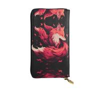 VVXBHGR Pochette lunga in pelle Fox in The Maple Leaves Stampe Comoda e leggera chiusura con cerniera per riporre monete e carte di credito.
