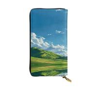 VVXBHGR Pochette lunga in pelle verde Space Under The Blue Sky Stampe Comoda e leggera chiusura con cerniera per riporre monete e carte di credito.