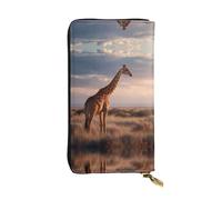 VVXBHGR Portafoglio lungo in pelle con stampa giraffa nelle praterie comoda e leggera chiusura con cerniera per riporre monete e carte di credito.