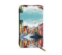 VVXBHGR Portafoglio lungo in pelle con stampe vivaci aree rurali comode e leggere chiusura con cerniera per riporre monete e carte di credito.