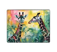 VVXBHGR Tappeto antiscivolo 160 x 121,9 cm Due giraffe. stampa buon assorbimento d'acqua adatto per cucina, bagno e soggiorno