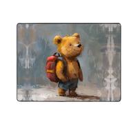 VVXBHGR Tappeto antiscivolo 160 x 121,9 cm Il piccolo orso che viaggia in tutto il mondo stampa un buon assorbimento d'acqua adatto per cucina, bagno e soggiorno