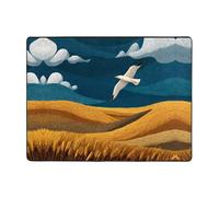 VVXBHGR Tappeto antiscivolo 160 x 121,9 cm, le allodole volano sopra i campi di grano. Stampa buon assorbimento d'acqua adatto per cucina, bagno e soggiorno