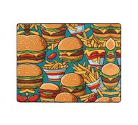 VVXBHGR Tappeto antiscivolo 160 x 122 cm carino hamburger patatine fritte stampe buon assorbimento d'acqua adatto per cucina, bagno e soggiorno