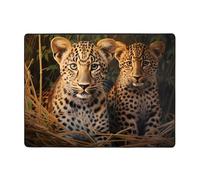VVXBHGR Tappeto antiscivolo 160 x 122 cm Due fratelli leopardati stampa buon assorbimento d'acqua adatto per cucina, bagno e soggiorno