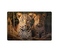 VVXBHGR Tappeto in tessuto di flanella con stampa di due fratelli leopardati 152,4 x 99,1 cm, tappetino per soggiorno, ufficio, tavolino da caffè, letto, balcone