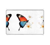 VVXBHGR Tappeto in tessuto di flanella con stampa floreale e farfalle danzano insieme, 152,4 x 99,1 cm, tappetino per soggiorno, ufficio, tavolino da caffè, letto, balcone
