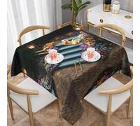 VVXBHGR Tovaglia decorativa quadrata con stampa di aiuole sui gradini, 152,4 x 152,4 cm, impermeabile, resistente alle pieghe, riutilizzabile per caffetterie, buffet, picnic, matrimoni, feste