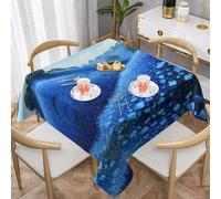 VVXBHGR Tovaglia decorativa quadrata con stampa di colline piene di fiori blu, 137,2 x 137,2 cm, impermeabile, resistente alle pieghe, riutilizzabile per caffetterie, buffet, picnic, matrimoni, feste