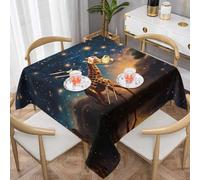 VVXBHGR Tovaglia decorativa quadrata con stampa di giraffa che insegue le stelle, 152,4 x 152,4 cm, impermeabile, resistente alle pieghe, riutilizzabile per caffetterie, buffet, picnic, matrimoni