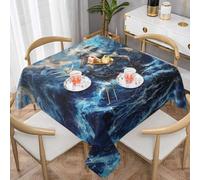 VVXBHGR Tovaglia decorativa quadrata con stampa di nave pirata tra le onde, 152,4 x 152,4 cm, impermeabile, resistente alle pieghe, riutilizzabile per bar, buffet, picnic, matrimoni, feste