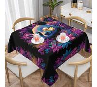 VVXBHGR Tovaglia decorativa quadrata con stampa di panda con fiori freschi, 152,4 x 152,4 cm, impermeabile, resistente alle pieghe, riutilizzabile per caffetterie, buffet, picnic, matrimoni, feste