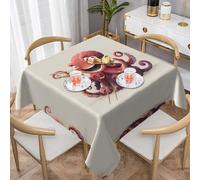VVXBHGR Tovaglia decorativa quadrata con stampa di polpi, 152,4 x 152,4 cm, impermeabile, resistente alle pieghe, riutilizzabile per caffetterie, buffet, picnic, matrimoni, feste