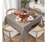 VVXBHGR Tovaglia decorativa quadrata con stampa di polpo con ghirlanda, 152,4 x 152,4 cm, impermeabile, resistente alle pieghe, riutilizzabile per bar, buffet, picnic, matrimoni, feste