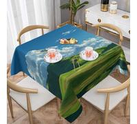 VVXBHGR Tovaglia decorativa quadrata con stampa di spazi verdi sotto il cielo blu, 152,4 x 152,4 cm, impermeabile, resistente alle pieghe, riutilizzabile per caffetterie, buffet, picnic, matrimoni