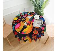 VVXBHGR Tovaglia decorativa rotonda con stampa a pois violino, 152,4 cm, per interni ed esterni, sala da pranzo, feste, matrimoni