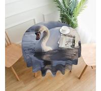 VVXBHGR Tovaglia decorativa rotonda con stampa di cigno bianco che gioca nell'acqua, 152,4 cm, per interni ed esterni, sala da pranzo, feste, matrimoni