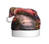 VVXBHGR Un percorso pieno di fiori Stampa Cappello di Natale per adulti materiale è morbido e leggero