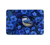 VVXBHGR Zerbino 40,6 x 61 cm Il piccolo uccello nel fiore blu stampe idroassorbente antiscivolo per porte d'ingresso, ingressi e bagni