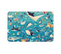 VVXBHGR Zerbino 40,6 x 61 cm Manta Ray And Fish Prints idroassorbente antiscivolo per porte d'ingresso, ingressi e bagni