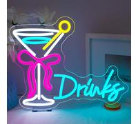 VVYXX Drink Bow Cocktail Glass Neon Sign LED Neon Light Up Sign per la parete Home Decor Camera da letto Business Club Party Bar Negozio Alimentazione USB Decorazione al neon davvero carina