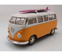 VW Bus Classico T1 1962 Giallo Bianco Con Tavola Da Surf Modellino 1:24 Welly