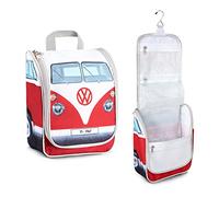 VW Collection - Volkswagen Borsa da toilette per trucchi e cosmetici da viaggio, Trousse nel design del T1 Hippie Bus (Rosso)