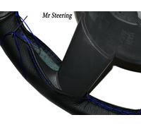 VW GOLF MK2 Copertura Per Volante In Pelle Italiana Nera Con Cuciture Blu