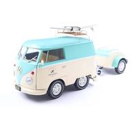 Solido Kool station wagon 2024 - Mini bus retrò, barre portatutto con tavola da surf, verniciate a due colori, anteriore a V, modello Diecast, verde menta, bianco, 1:18