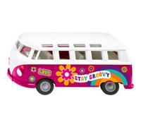 siku 2364, VW T1 Bus Samba, Auto Giocattolo, 1:50, Auto Giocattolo per Bambini, Metallo/Plastica, Rosso/Bianco, Porte Apribili, Gancio di Traino, Ruote Originali