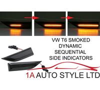 VW T6 Dynamic LED Lato Indicatore Fumè Nero Sequenziale che Scorre Luce